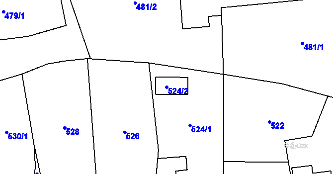 Parcela st. 524/2 v KÚ Tachov, Katastrální mapa