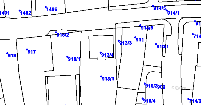 Parcela st. 913/4 v KÚ Tachov, Katastrální mapa