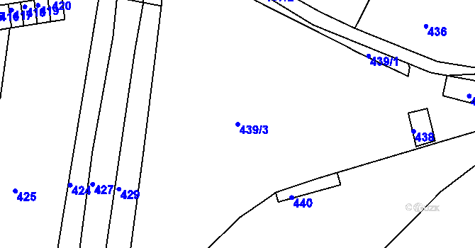 Parcela st. 439/3 v KÚ Tachov, Katastrální mapa