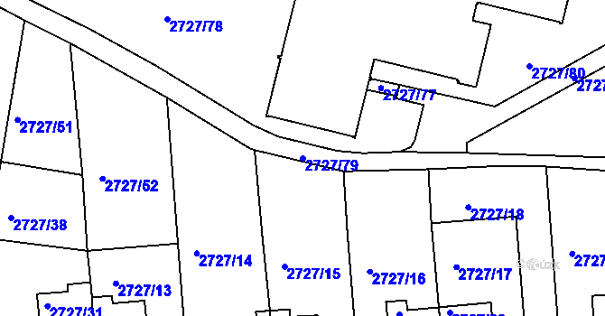 Parcela st. 2727/79 v KÚ Tachov, Katastrální mapa