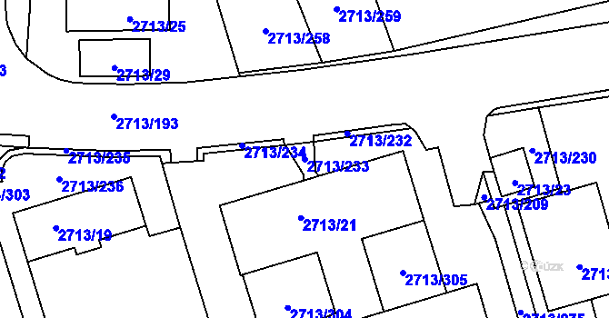 Parcela st. 2713/233 v KÚ Tachov, Katastrální mapa