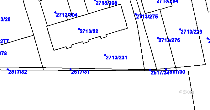 Parcela st. 2713/231 v KÚ Tachov, Katastrální mapa