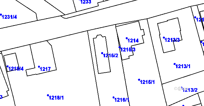 Parcela st. 1216/2 v KÚ Tachov, Katastrální mapa
