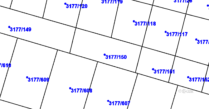 Parcela st. 3177/150 v KÚ Tachov, Katastrální mapa