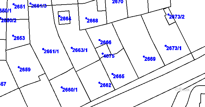 Parcela st. 4075 v KÚ Tachov, Katastrální mapa