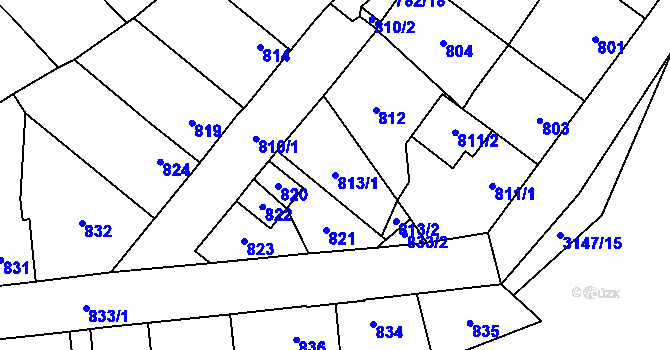 Parcela st. 813/1 v KÚ Tachov, Katastrální mapa