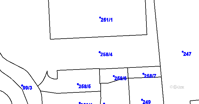 Parcela st. 258/4 v KÚ Tachov, Katastrální mapa