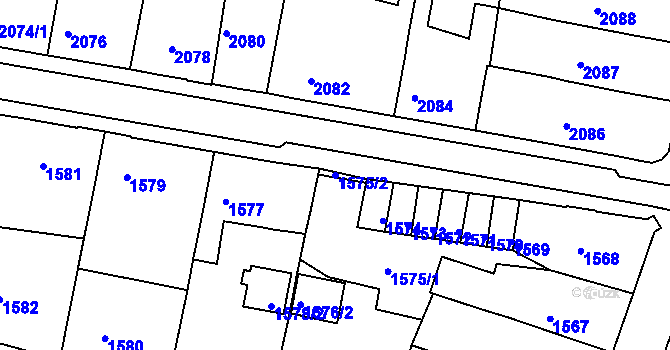 Parcela st. 1575/2 v KÚ Tachov, Katastrální mapa