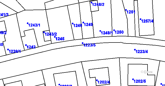 Parcela st. 1223/5 v KÚ Tachov, Katastrální mapa