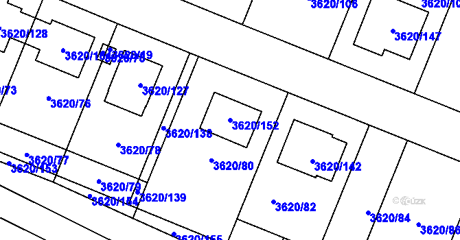Parcela st. 3620/152 v KÚ Tachov, Katastrální mapa