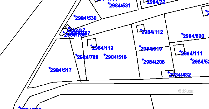 Parcela st. 2984/518 v KÚ Tachov, Katastrální mapa