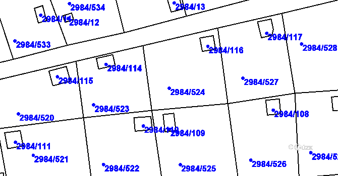 Parcela st. 2984/524 v KÚ Tachov, Katastrální mapa