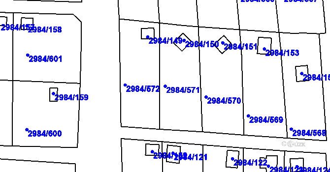Parcela st. 2984/571 v KÚ Tachov, Katastrální mapa