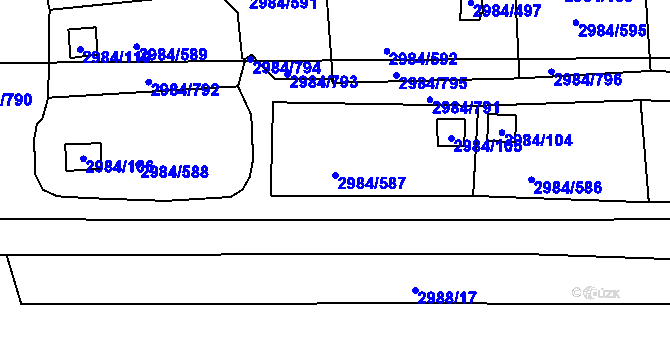 Parcela st. 2984/587 v KÚ Tachov, Katastrální mapa