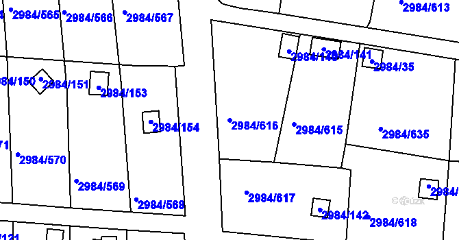 Parcela st. 2984/616 v KÚ Tachov, Katastrální mapa