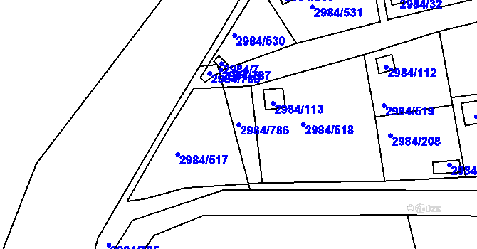 Parcela st. 2984/786 v KÚ Tachov, Katastrální mapa