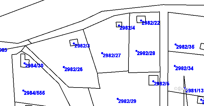 Parcela st. 2982/27 v KÚ Tachov, Katastrální mapa