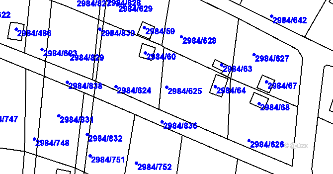 Parcela st. 2984/625 v KÚ Tachov, Katastrální mapa