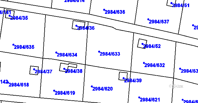 Parcela st. 2984/633 v KÚ Tachov, Katastrální mapa