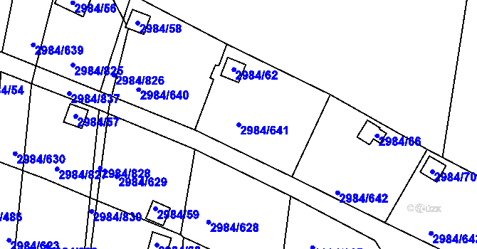 Parcela st. 2984/641 v KÚ Tachov, Katastrální mapa