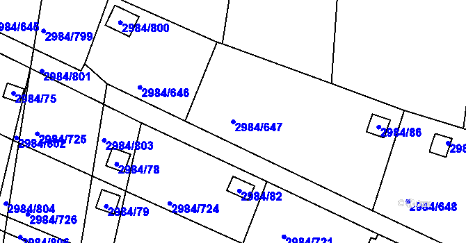 Parcela st. 2984/647 v KÚ Tachov, Katastrální mapa