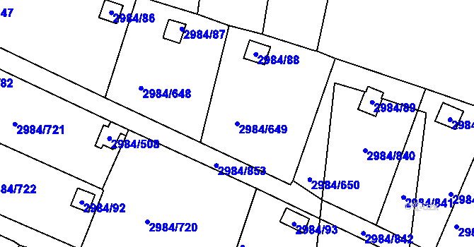 Parcela st. 2984/649 v KÚ Tachov, Katastrální mapa