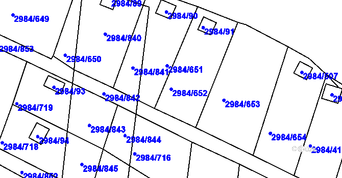 Parcela st. 2984/652 v KÚ Tachov, Katastrální mapa