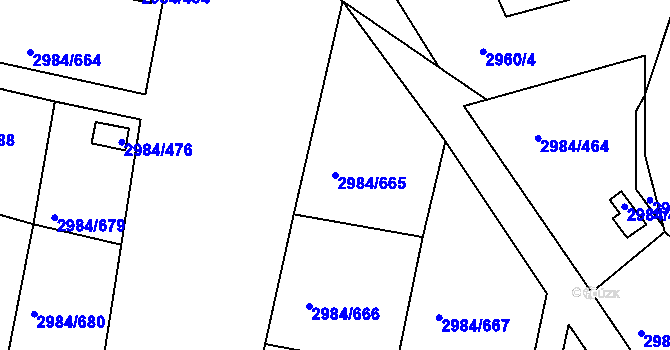 Parcela st. 2984/665 v KÚ Tachov, Katastrální mapa