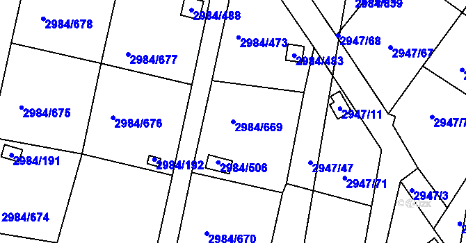 Parcela st. 2984/669 v KÚ Tachov, Katastrální mapa