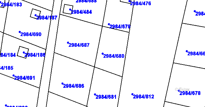 Parcela st. 2984/680 v KÚ Tachov, Katastrální mapa