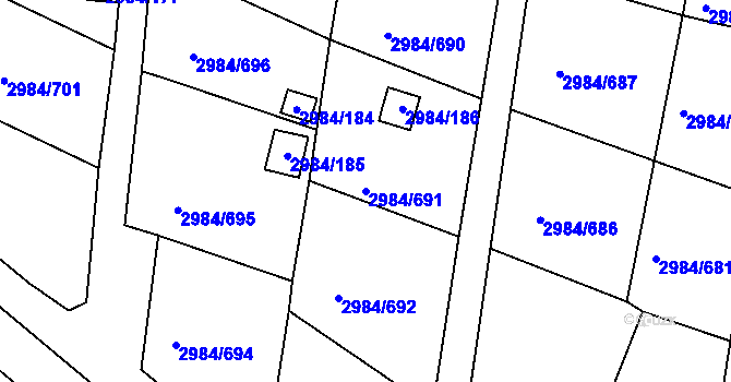 Parcela st. 2984/691 v KÚ Tachov, Katastrální mapa