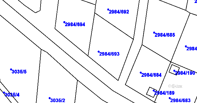 Parcela st. 2984/693 v KÚ Tachov, Katastrální mapa