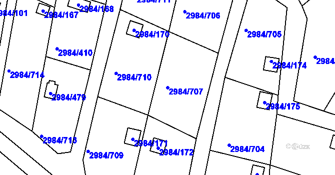 Parcela st. 2984/707 v KÚ Tachov, Katastrální mapa