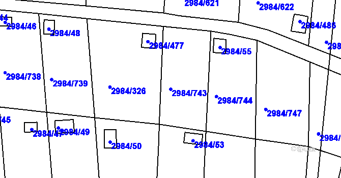 Parcela st. 2984/743 v KÚ Tachov, Katastrální mapa