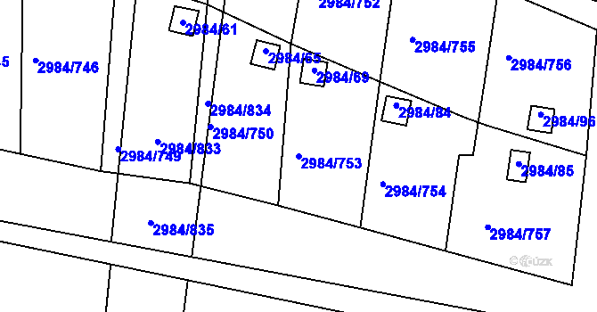Parcela st. 2984/753 v KÚ Tachov, Katastrální mapa