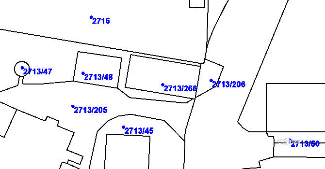 Parcela st. 2713/266 v KÚ Tachov, Katastrální mapa