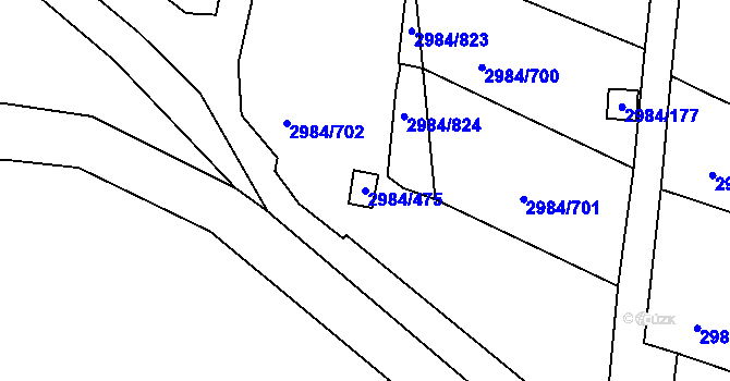 Parcela st. 2984/475 v KÚ Tachov, Katastrální mapa