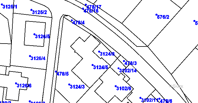 Parcela st. 3124/8 v KÚ Tachov, Katastrální mapa