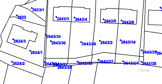 Parcela st. 2643/39 v KÚ Tachov, Katastrální mapa
