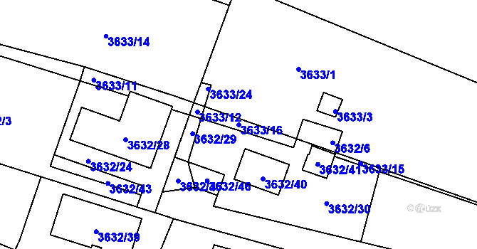 Parcela st. 3633/16 v KÚ Tachov, Katastrální mapa