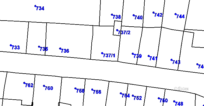 Parcela st. 737/1 v KÚ Tachov, Katastrální mapa