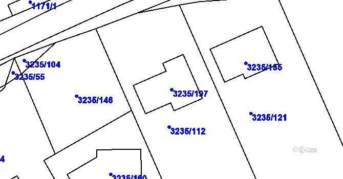 Parcela st. 3235/197 v KÚ Tachov, Katastrální mapa