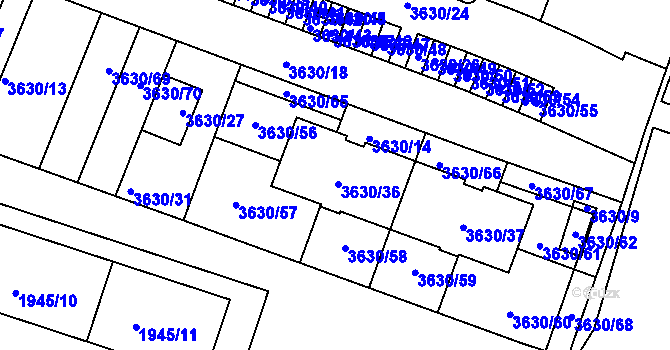 Parcela st. 3630/36 v KÚ Tachov, Katastrální mapa