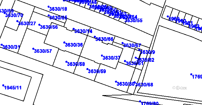 Parcela st. 3630/37 v KÚ Tachov, Katastrální mapa