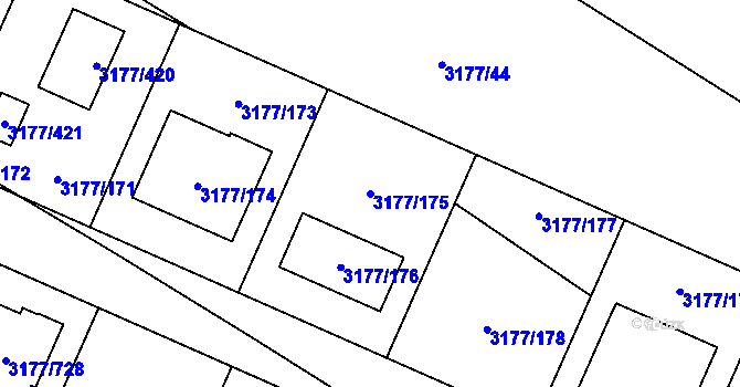 Parcela st. 3177/175 v KÚ Tachov, Katastrální mapa
