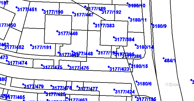 Parcela st. 3177/193 v KÚ Tachov, Katastrální mapa