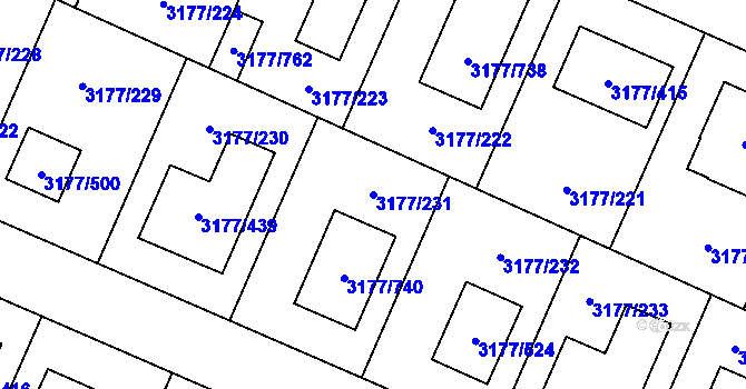 Parcela st. 3177/231 v KÚ Tachov, Katastrální mapa