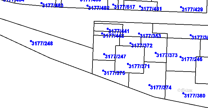 Parcela st. 3177/247 v KÚ Tachov, Katastrální mapa