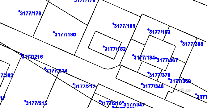 Parcela st. 3177/182 v KÚ Tachov, Katastrální mapa