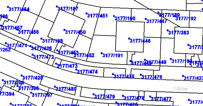 Parcela st. 3177/191 v KÚ Tachov, Katastrální mapa